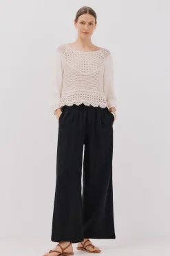 Cortefiel Blusa combinada crochet Blanco Best