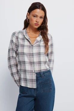 Springfield Blusa cuadros marrón Outlet