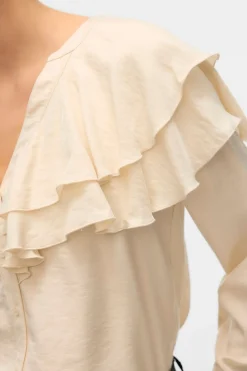 Vero Moda Blusa cuello de volantes Beige Online