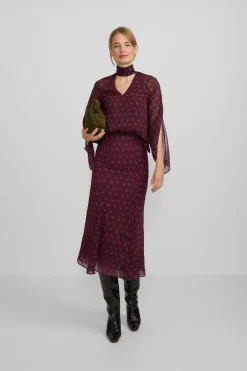 Silbon Blusa cuello estampado motivos Granate Outlet