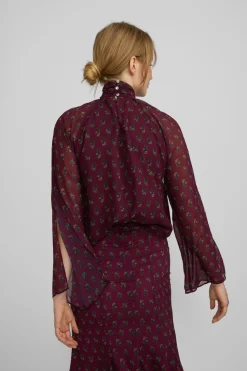 Silbon Blusa cuello estampado motivos Granate Outlet