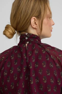 Silbon Blusa cuello estampado motivos Granate Outlet