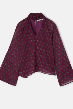 Silbon Blusa cuello estampado motivos Granate Outlet