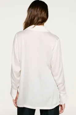Selected Blusa cuello pico detalle metálico Blanco Hot