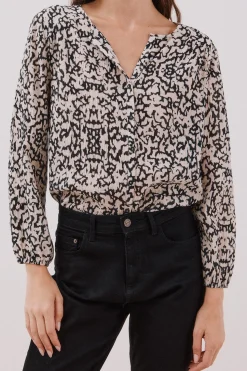 Cortefiel Blusa cuello redondo Estampado blanco Best