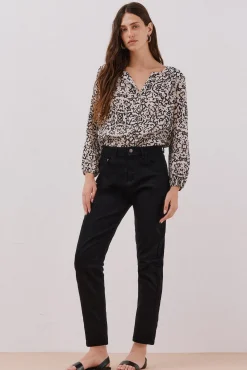 Cortefiel Blusa cuello redondo Estampado blanco Best