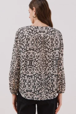 Cortefiel Blusa cuello redondo Estampado blanco Best