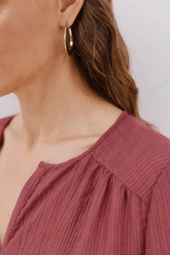 Cortefiel Blusa cuello redondo Vino Sale