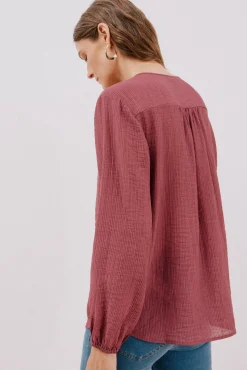 Cortefiel Blusa cuello redondo Vino Sale