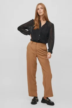 Vila Blusa de encaje con manga larga Negro New