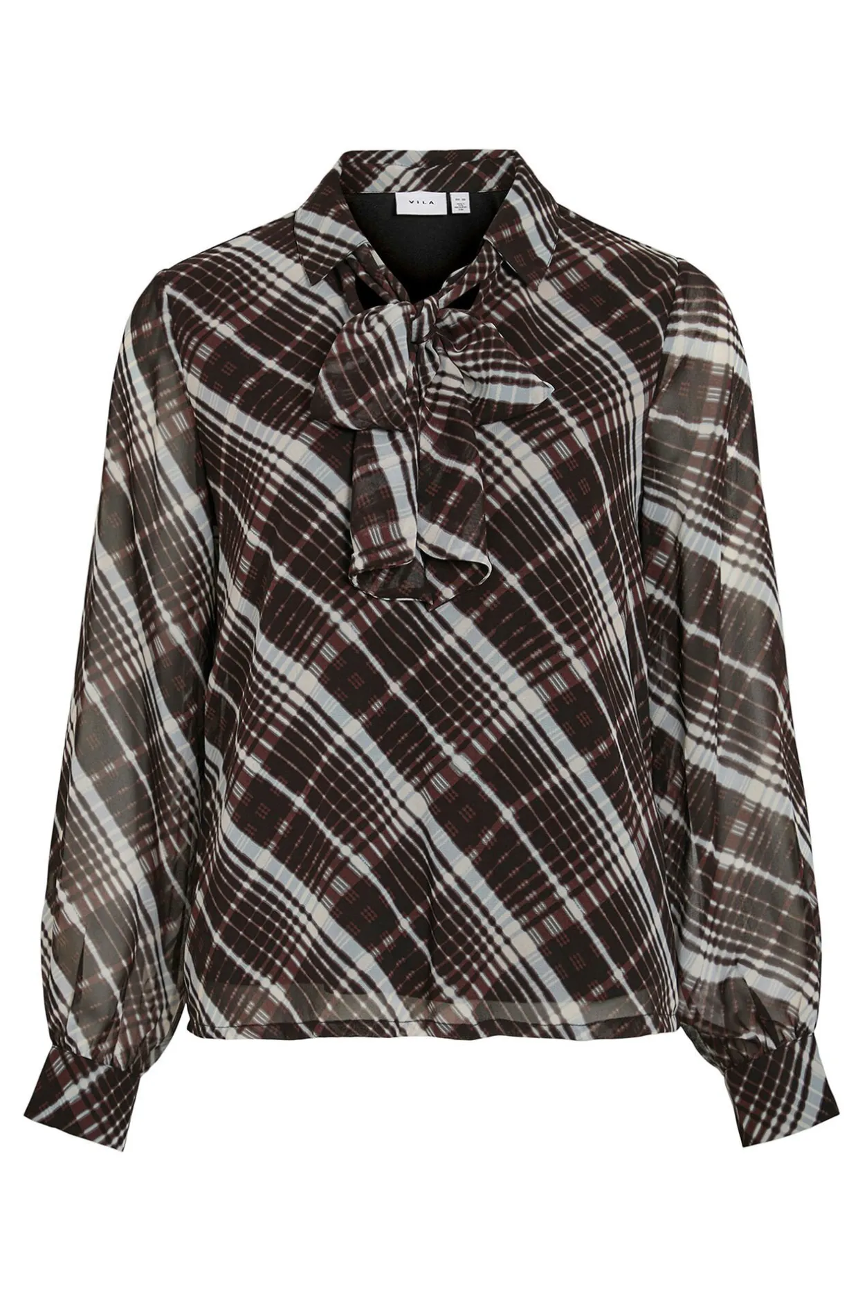 Vila Blusa de gasa con lazada Multicolor Sale