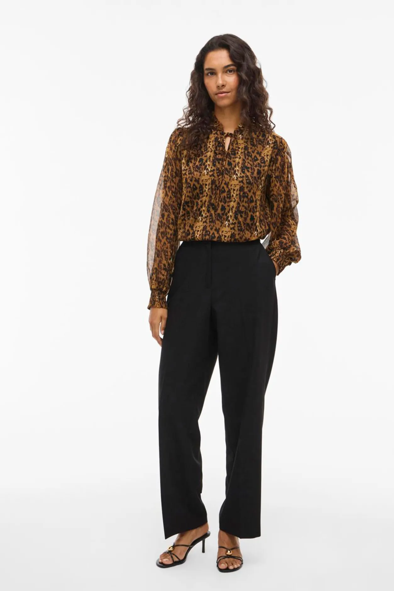 Vila Blusa de gasa estampada Marrón Discount