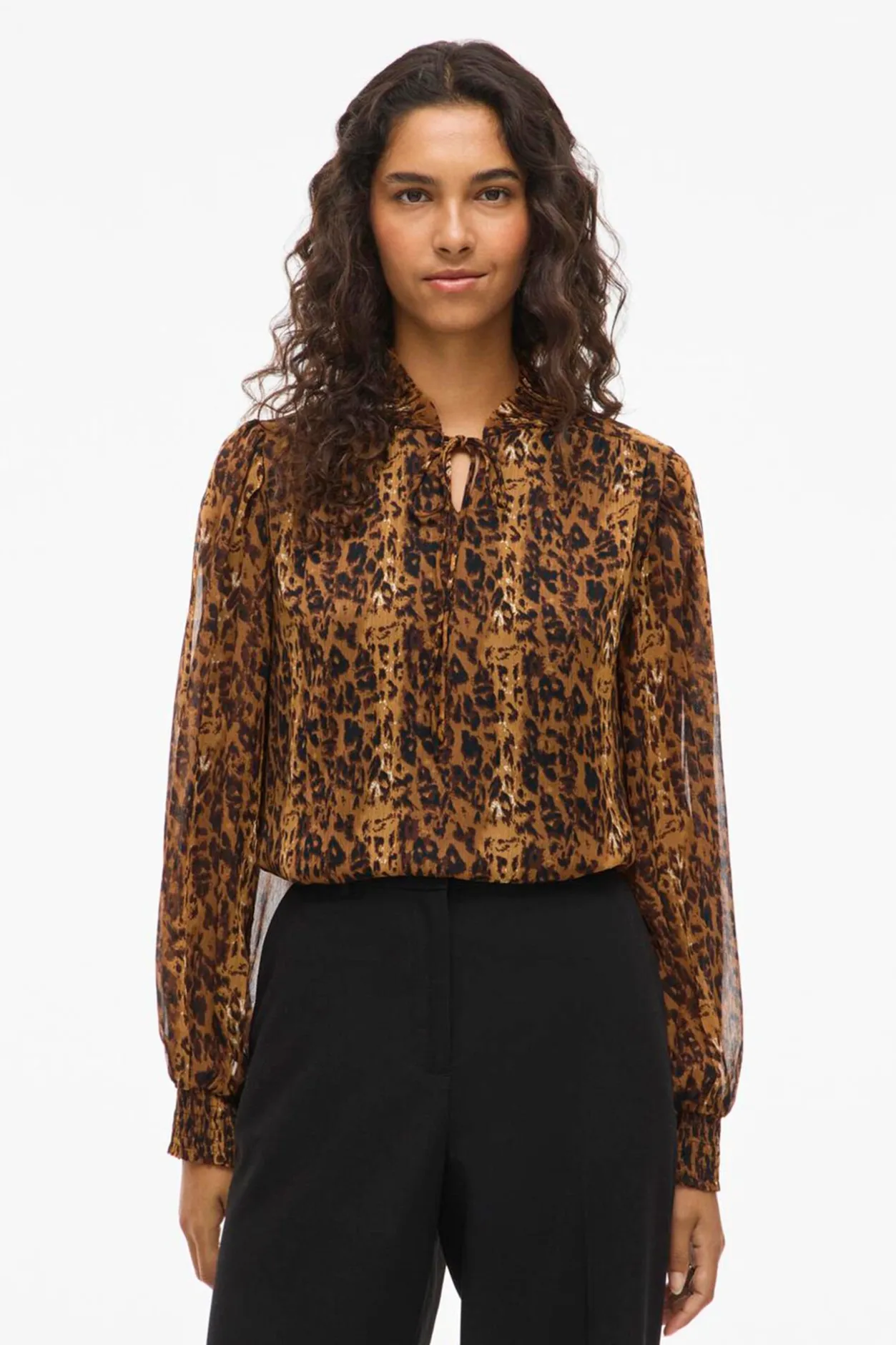 Vila Blusa de gasa estampada Marrón Discount