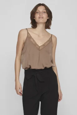 Vila Blusa de tirantes ajustables fluida Marr&oacute;n Clearance