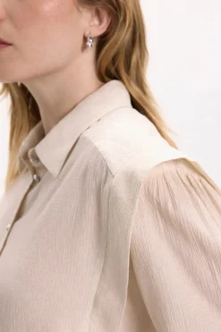 Vila Blusa de viscosa con detalles lúrex Beige Hot