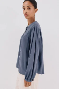 Cortefiel Blusa detalle bordado Azul oscuro Outlet