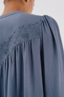 Cortefiel Blusa detalle bordado Azul oscuro Outlet