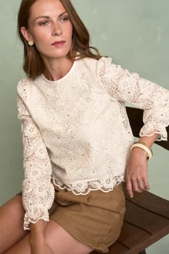Polín Et Moi Blusa encaje ferrara Marfil Best