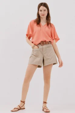 Cortefiel Blusa encaje volantes Coral Best