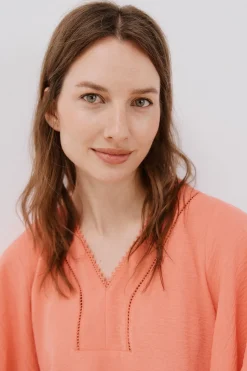 Cortefiel Blusa encaje volantes Coral Best