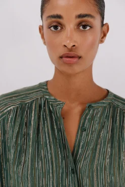 Cortefiel Blusa estampada lurex Estampado verde Discount