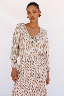 Cortefiel Blusa estampada volantes Multicolor Discount