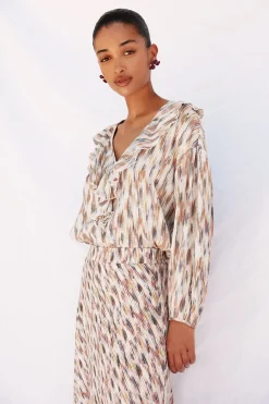 Cortefiel Blusa estampada volantes Multicolor Discount