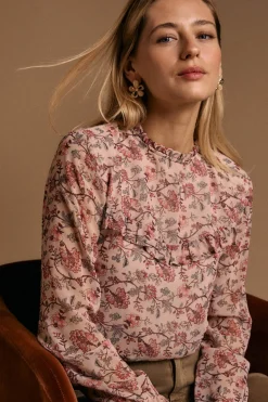 Polín Et Moi Blusa estampado flores Brisa Estampado blanco Clearance