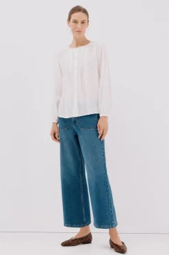 Cortefiel Blusa fornitura encaje Blanco Sale