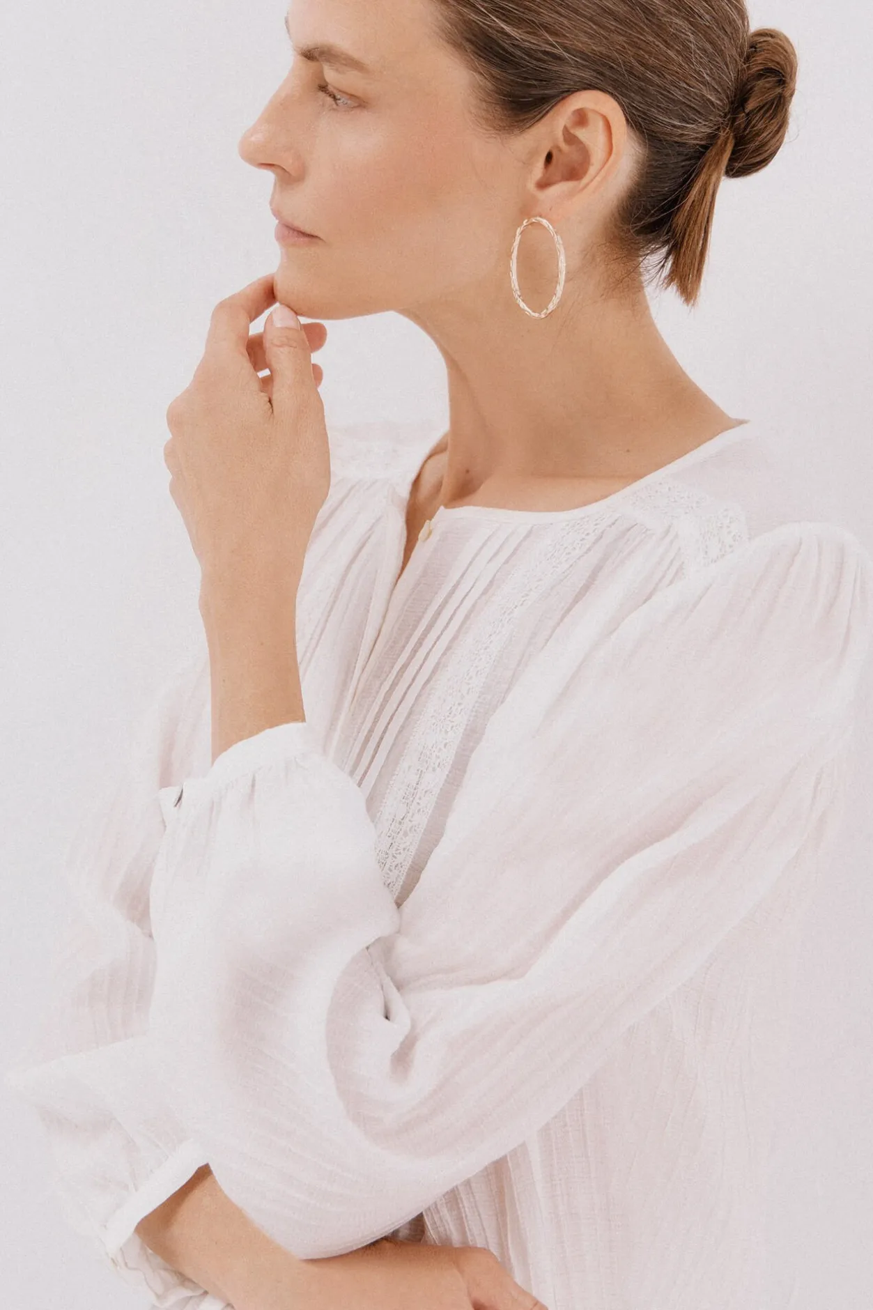 Cortefiel Blusa fornitura encaje Blanco Sale