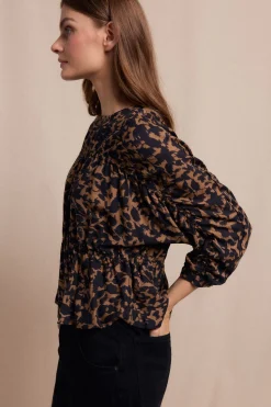 Slowlove Blusa frunces estampada Negro New