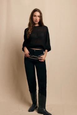 Slowlove Blusa fruncida Negro Online