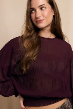 Slowlove Blusa fruncida Granate Hot