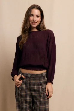 Slowlove Blusa fruncida Granate Hot