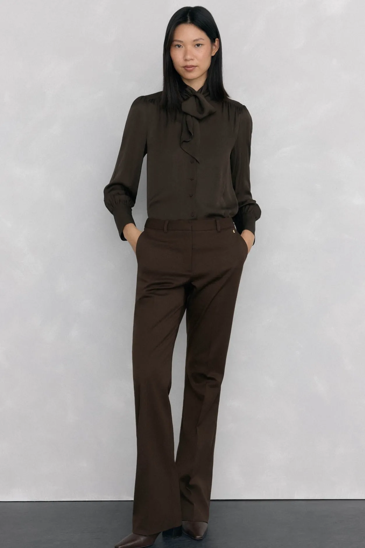 Pedro del Hierro Blusa gasa lazada Marrón Online