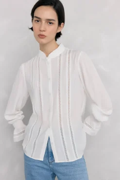 Pedro del Hierro Blusa gasa puntillas Blanco
