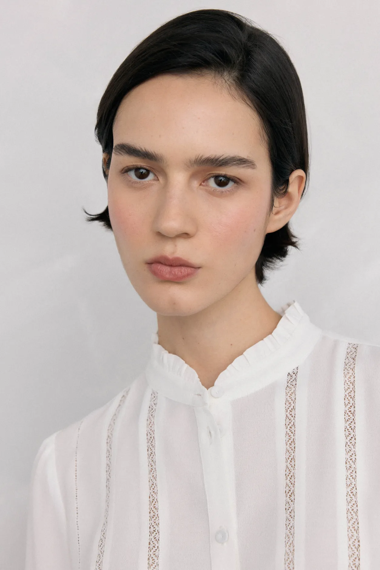 Pedro del Hierro Blusa gasa puntillas Blanco