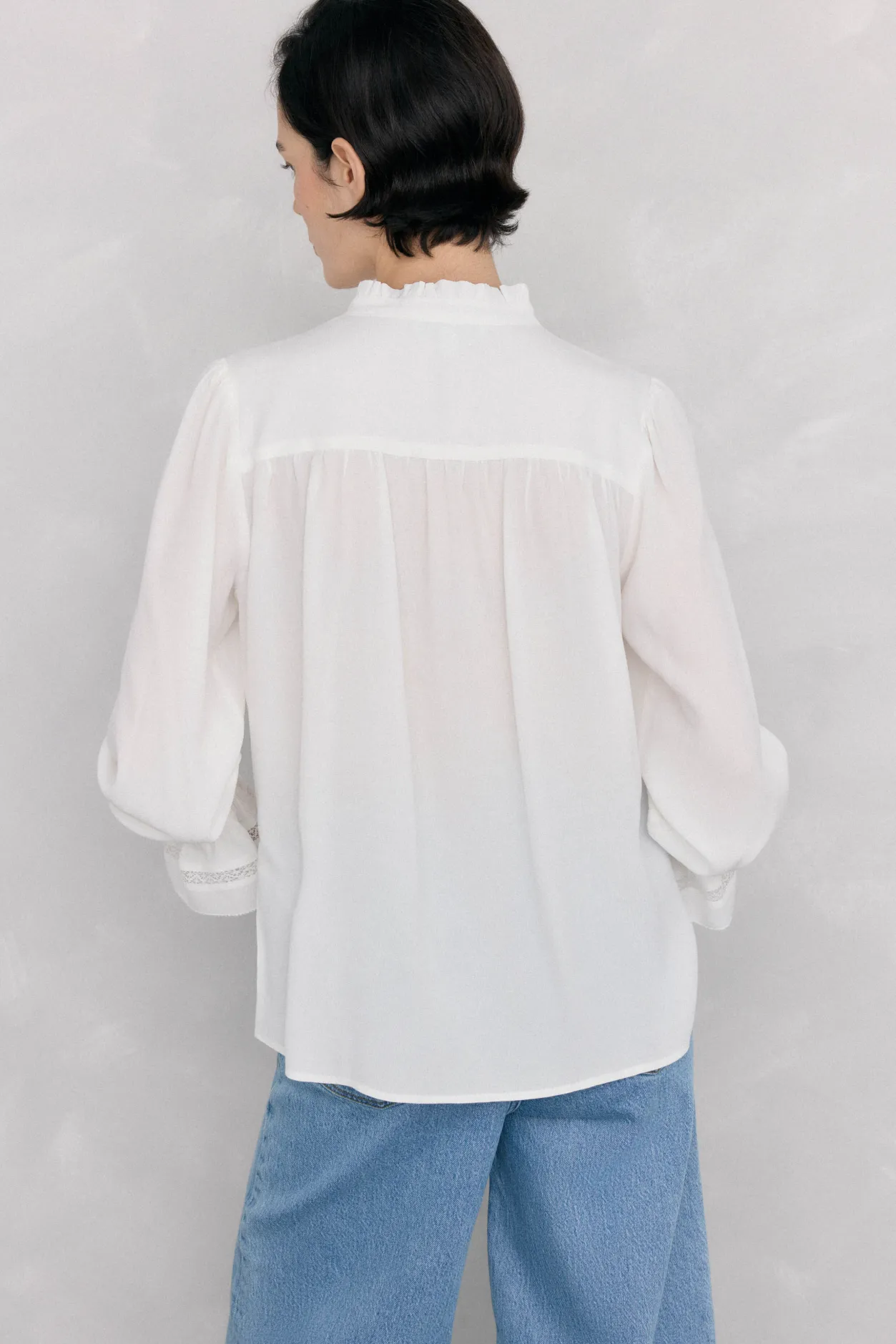 Pedro del Hierro Blusa gasa puntillas Blanco