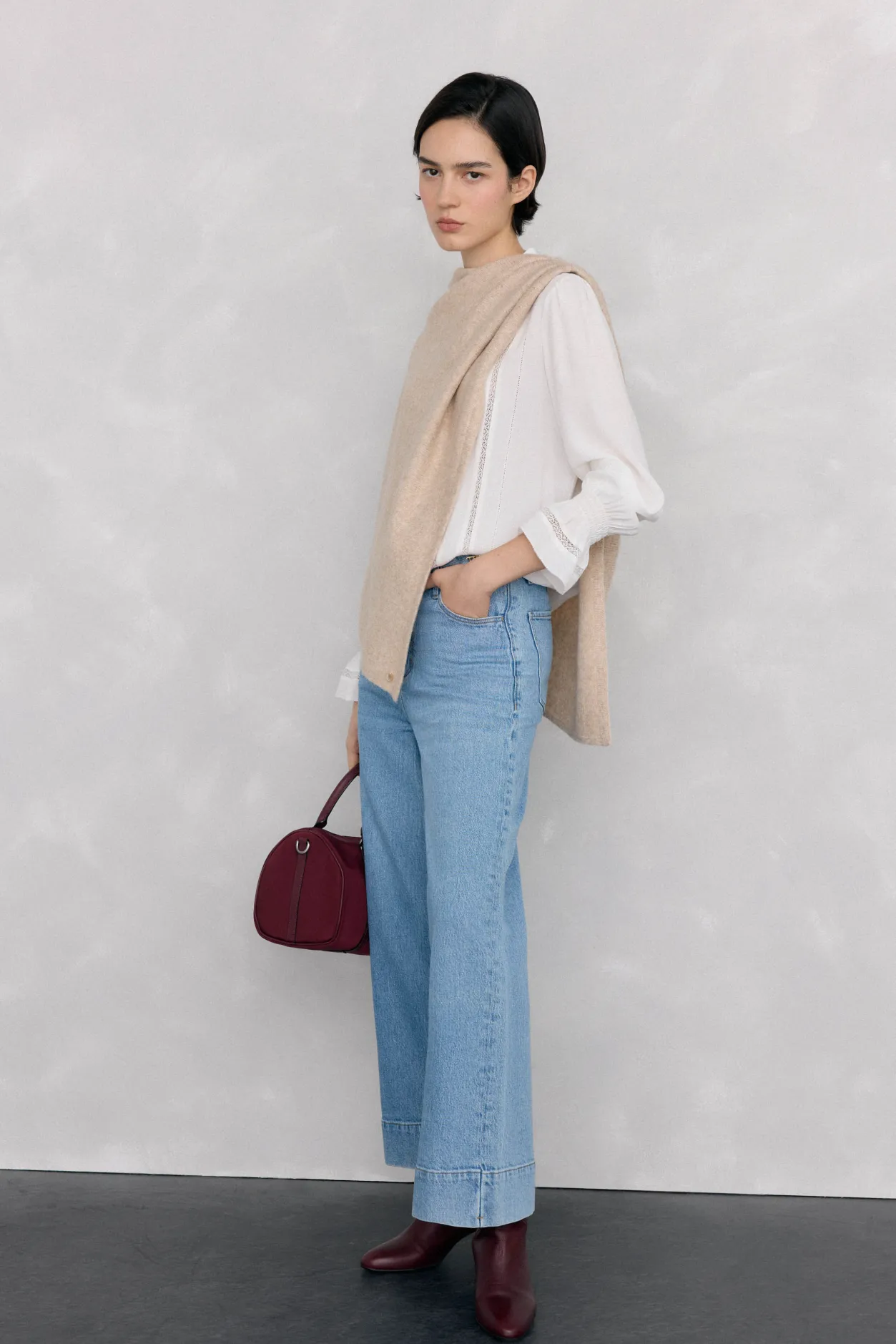 Pedro del Hierro Blusa gasa puntillas Blanco