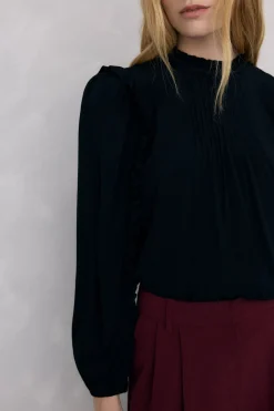 Pedro del Hierro Blusa gasa volantes Negro Sale