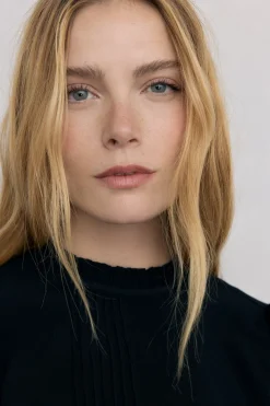 Pedro del Hierro Blusa gasa volantes Negro Sale