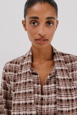 Cortefiel Blusa lazo estampada cuadros Multicolor Outlet