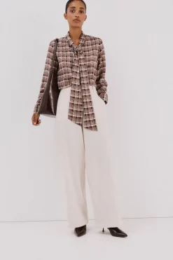 Cortefiel Blusa lazo estampada cuadros Multicolor Outlet