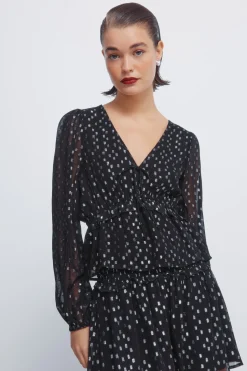 Springfield Blusa lurex goma cintura negro Hot