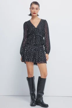 Springfield Blusa lurex goma cintura negro Hot