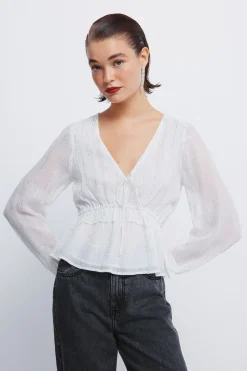 Springfield Blusa lurex goma cintura marr&oacute;n