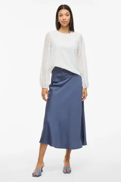 Vila Blusa manga larga con cuello redondo Blanco Best