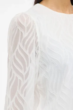 Vila Blusa manga larga con cuello redondo Blanco Best