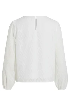 Vila Blusa manga larga con cuello redondo Blanco Best