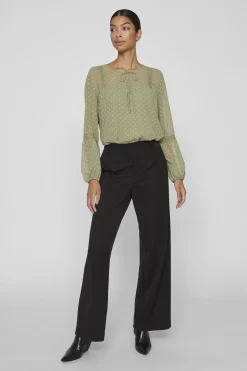 Vila Blusa manga larga plumeti Verde oscuro Clearance